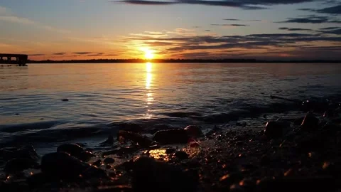 Sunset on the river. Stock Footage 230132079