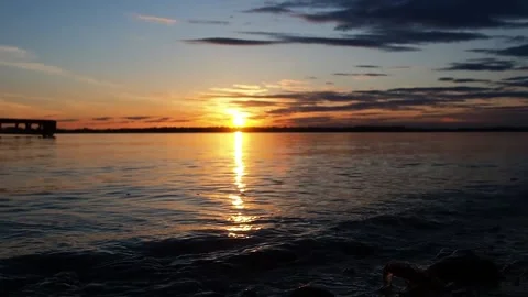 Sunset on the river. Stock Footage 230132080
