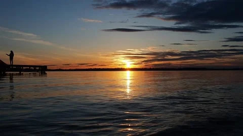 Sunset on the river. Stock Footage 230132081