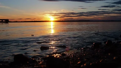 Sunset on the river. Stock Footage 230132087