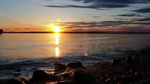 Sunset on the river. Stock Footage 230132088