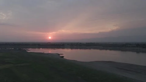 Sunset by the River Stock Footage 302804689