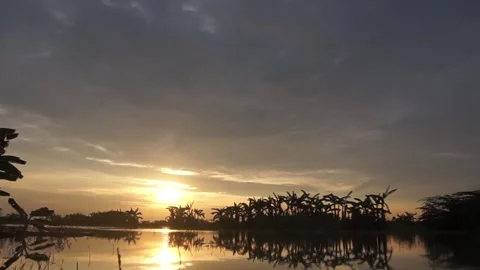 Sunset on the river Stock Footage 330209686