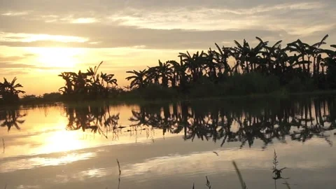 Sunset on the river Video stock 330209722