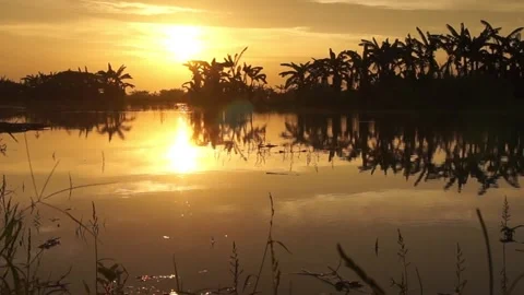 Sunset on the river Stock Footage 330209744