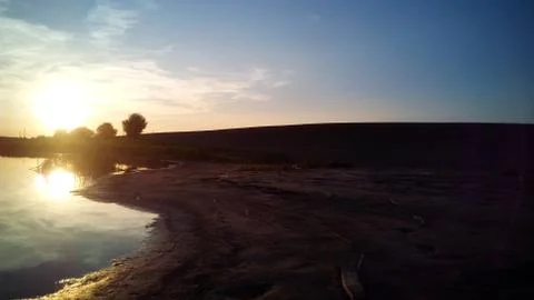 Sunset river landscape Stock Photos