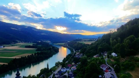 Sunset river panorama Stock Footage 312234926