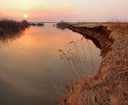 Sunset  river panorama Foto stock