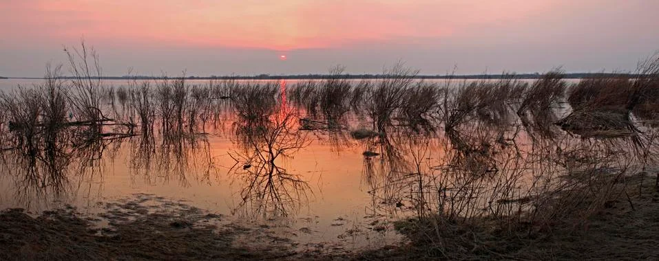 Sunset  river panorama Foto stock