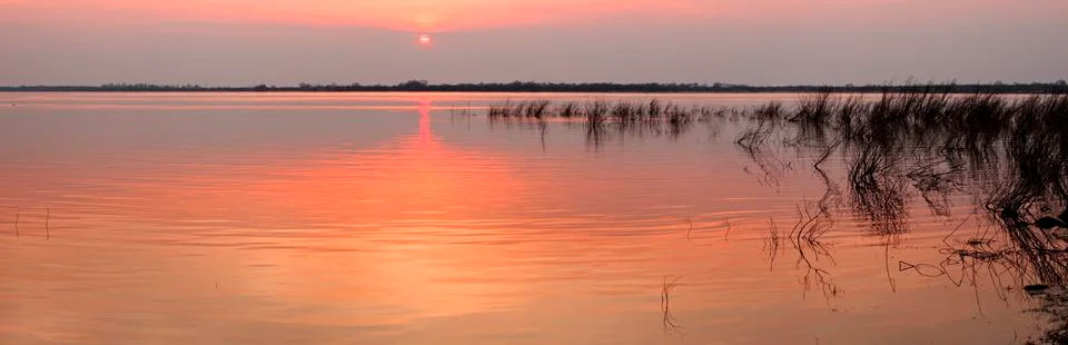 Sunset  river panorama Foto stock