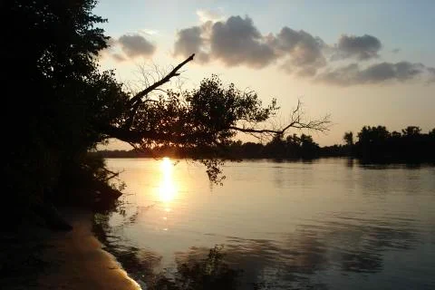 Sunset at the river Foto stock