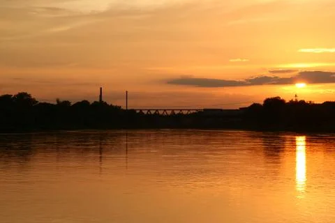 Sunset on the river Stock Photos