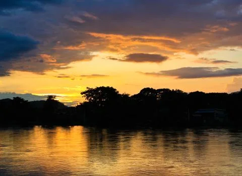 Sunset on the river. Stock Photos