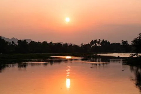 Sunset on the River Stock Photos