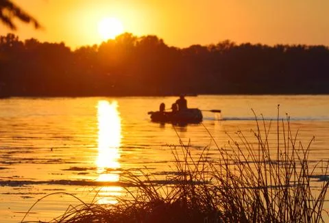 Sunset on the river Stock Photos