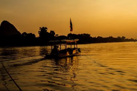 Sunset on the river Stock Photos