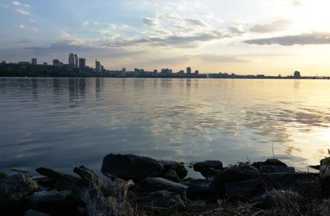 Sunset on river Stock Photos