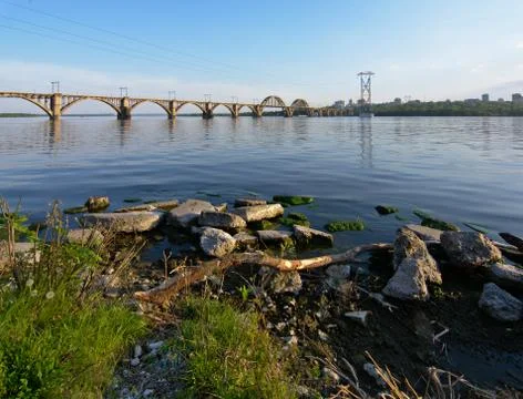 Sunset on river Stock Photos