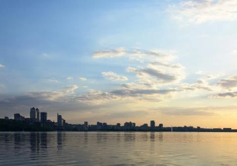 Sunset on river Stock Photos