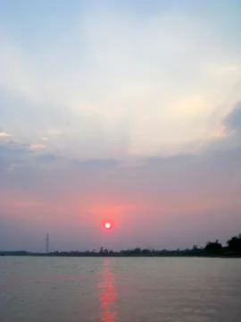 Sunset on the river Stock Photos