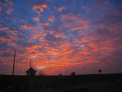 Sunset on the river Stock Photos