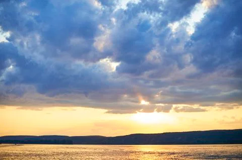 Sunset on the river Stock Photos