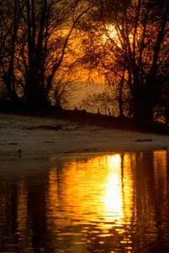 Sunset on the river Stock-Fotos