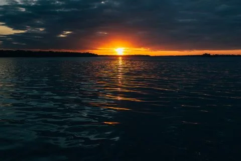 Sunset on the river Stock Photos