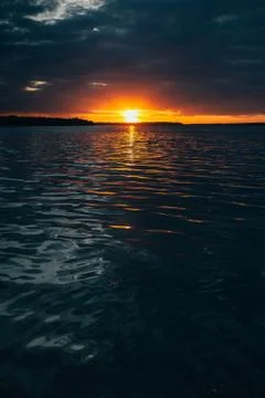 Sunset on the river Stock Photos