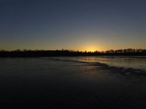 Sunset on River Foto stock