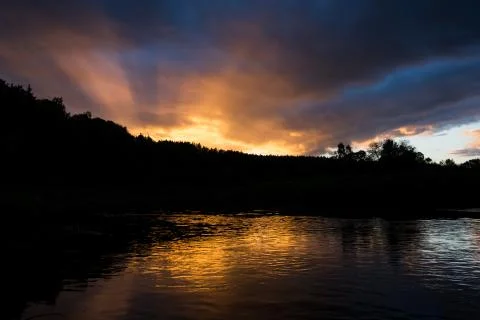 Sunset on the river Stock Photos