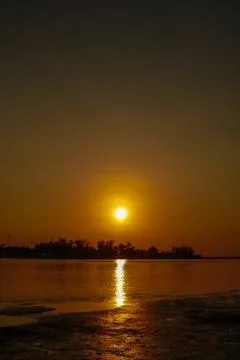 Sunset on the river Stock Photos