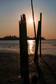 Sunset on the river Stock Photos