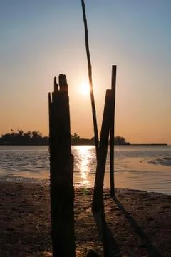 Sunset on the river Stock Photos