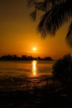 Sunset on the river Stock Photos