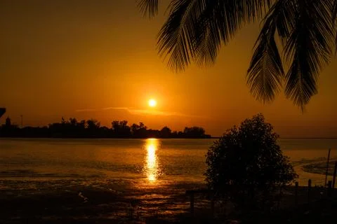 Sunset on the river Stock Photos