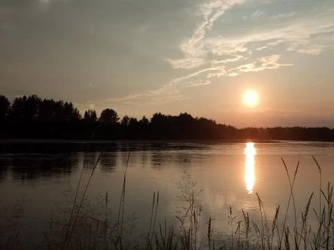 Sunset on the river Stock Photos