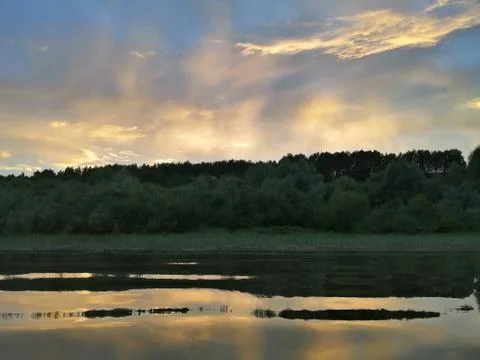 Sunset on the river Foto stock