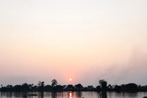 Sunset At The River Stock Photos