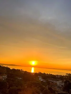 Sunset on the river Stock Photos