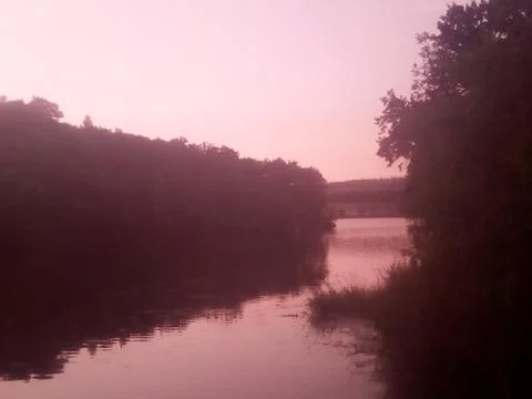 Sunset by the river Stock Photos