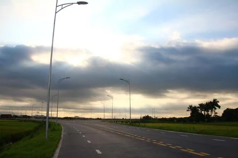 Sunset on the river Stock Photos