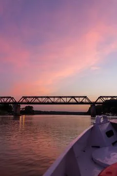 Sunset on the river Po 2 Stock Photos