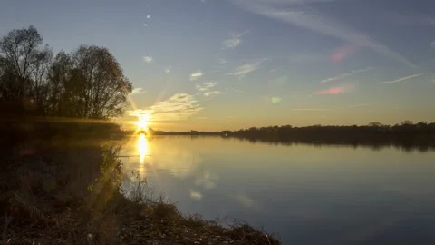 Sunset on the river Po Stock Footage 147226873