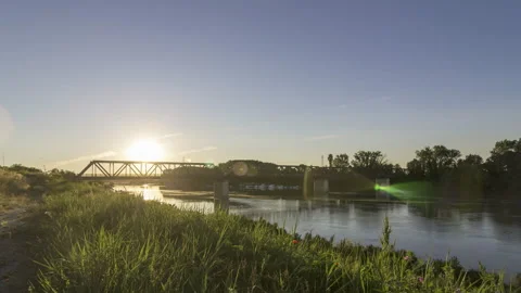 Sunset on the river Po Stock Footage 154714566