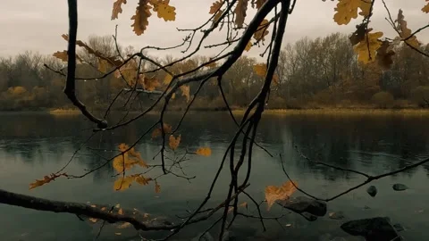 Sunset on the river with rain Stock Footage 229568405