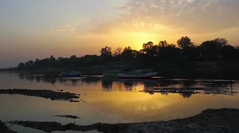 Sunset at river Ravi Stock Footage 47045268