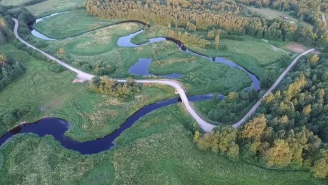 Sunset river road Video stock 74872120