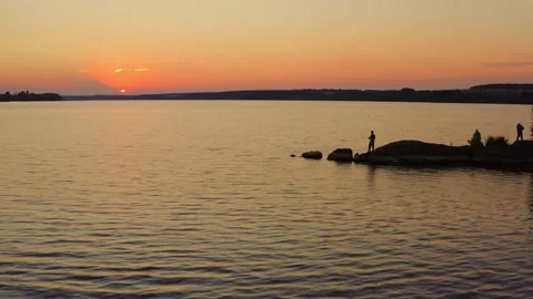 Sunset river scenic landscape Stock Footage 136809519