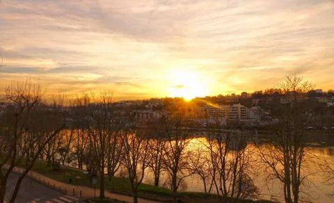 Sunset on the river Seine Foto stock